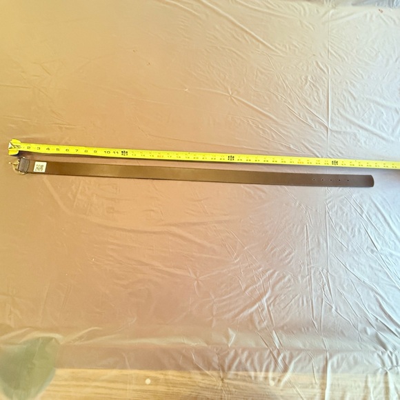 NWOT Tory Burch Gold Classic T Saffiano Leather Belt 1.5” Parisian Blue M/L $300 - Picture 5 of 10